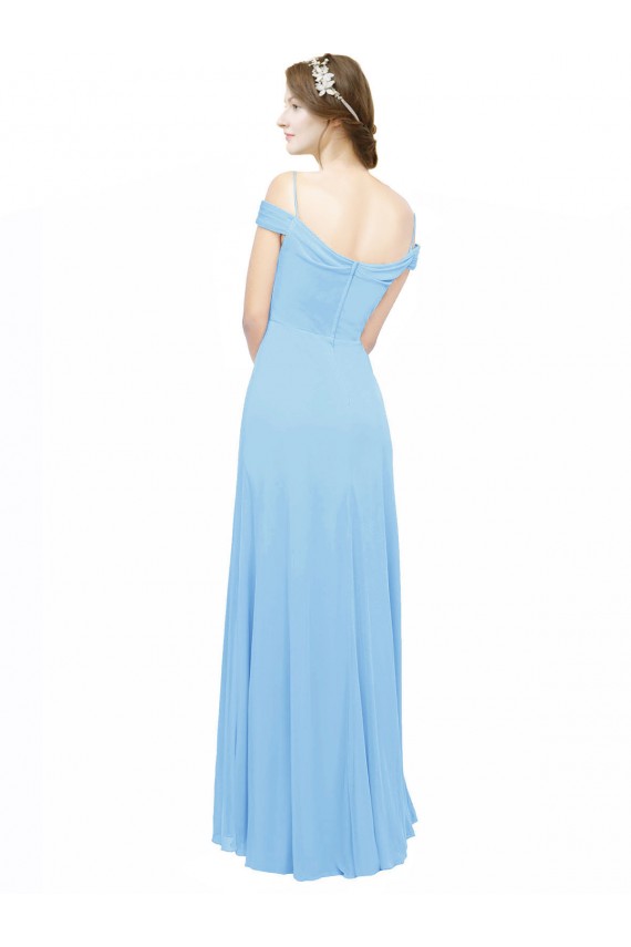 Pervinca Linha A Fora do Ombro Chiffon Longo Vestidos de Madrinha Acessíveis