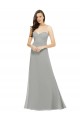 Prata Chiffon Linha A Amor Longo Vestidos de Madrinha