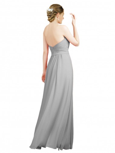 Prata Chiffon Linha A Lombar Amor Longo Vestidos de Madrinha