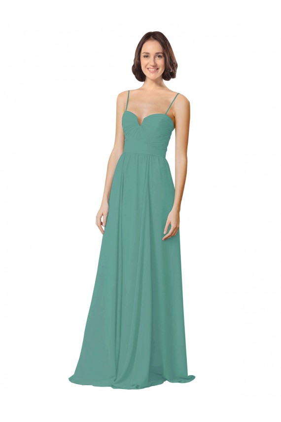 Prata Islandesa Chiffon Linha A Amor Longo Vestidos de Madrinha Acessíveis