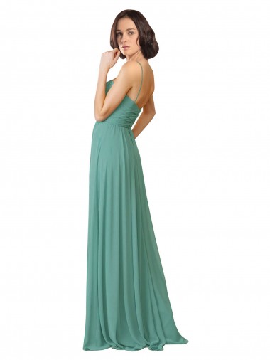 Prata Islandesa Chiffon Linha A Amor Longo Vestidos de Madrinha