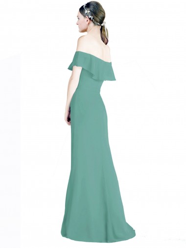 Prata Islandesa Linha A Fora do Ombro Chiffon Longo Vestidos de Madrinha