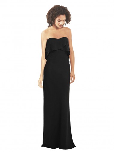 Preto Bainha Amor Chiffon Longo Vestidos de Madrinha