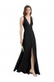 Preto Bainha Cabeçada Crepe Esticado Longo Formais Vestidos de Madrinha / Vestidos de Festa