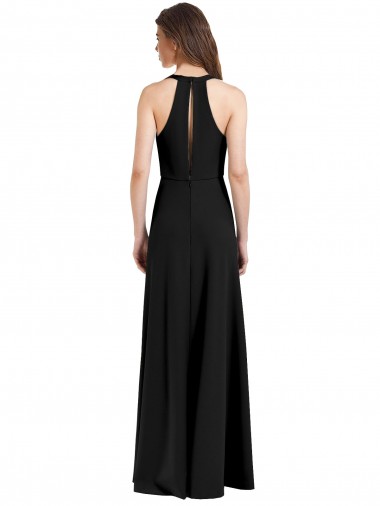 Preto Bainha Cabeçada Crepe Esticado Longo Formais Vestidos de Madrinha / Vestidos de Festa
