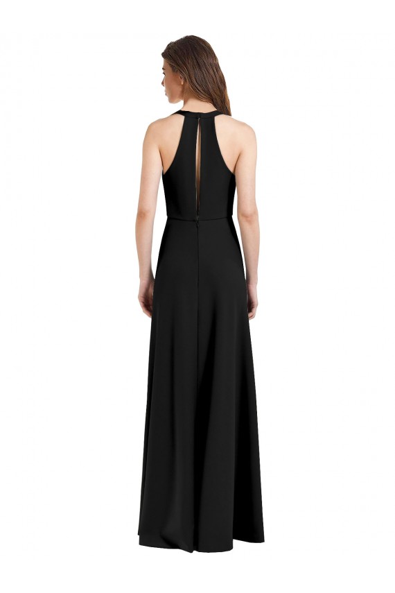 Preto Bainha Cabeçada Crepe Esticado Longo Formais Vestidos de Madrinha / Vestidos de Festa