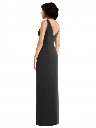 Preto Bainha Decote V Spandex Longo Formais Vestidos de Madrinha / Vestidos de Festa