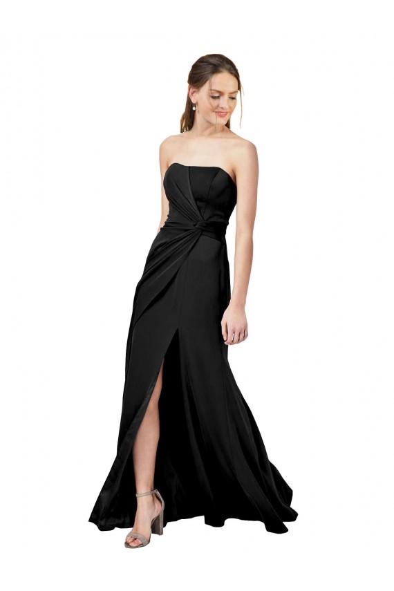 Preto Bainha Sem alças Crepe Esticado Longo Formais Vestidos de Madrinha / Vestidos de Festa