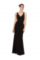 Preto Chiffon Bainha Sem Mangas Decote V Longo Vestidos de Madrinha