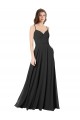 Preto Chiffon Linha A Abrir de volta Amor Longo Vestidos de Madrinha Acessíveis