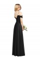 Preto Chiffon Linha A Alças finas Longo Vestidos de Madrinha
