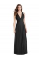 Preto Chiffon Linha A Criss Cruz Decote V Longo Vestidos de Madrinha Acessíveis
