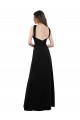 Preto Chiffon Linha A Sem Mangas Cabeçada Longo Vestidos de Madrinha Acessíveis