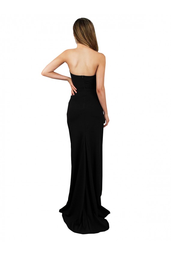 Preto Coluna Amor Crepe Esticado Longo Formais Vestidos de Madrinha / Vestidos de Festa