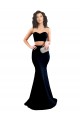 Preto Crepe Esticado Sereia Lombar Decote Alto Longo Formais Vestidos de Madrinha / Vestidos de Noite / Vestidos de Festa