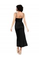 Preto Linha A Alças finas Comprimento Chá Cetim Sedoso Curto Formais Vestidos de Madrinha / Vestidos de Festa