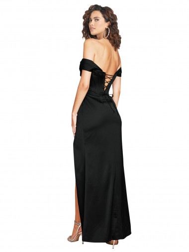 Preto Linha A Amor Cetim Sedoso Longo Formais Vestidos de Madrinha / Vestidos de Festa