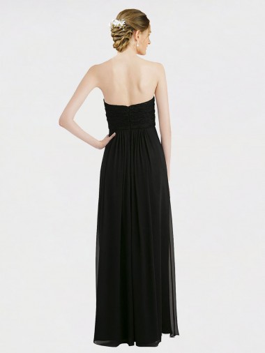Preto Linha A Amor Chiffon & Renda Longo Vestidos de Madrinha