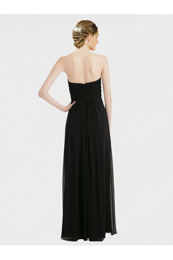 Preto Linha A Amor Chiffon & Renda Longo Vestidos de Madrinha Acessíveis