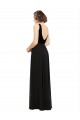 Preto Linha A Decote V Chiffon & Veludo Longo Vestidos de Madrinha / Vestidos de Festa Acessíveis