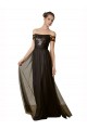 Preto Linha A Fora do Ombro Tule & Lantejoulas Longo Vestidos de Madrinha Acessíveis