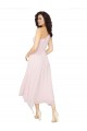 Preto Linha A Um Ombro Alto Baixo Chiffon Curto Alto Baixo Vestidos de Madrinha / Vestidos de Homecoming Acessíveis