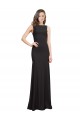Preto Sereia Barco Crepe Esticado Longo Vestidos de Madrinha / Vestidos de Festa Acessíveis
