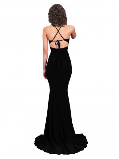Preto Sereia Decote V Spandex Longo Formais Vestidos de Madrinha / Vestidos de Festa