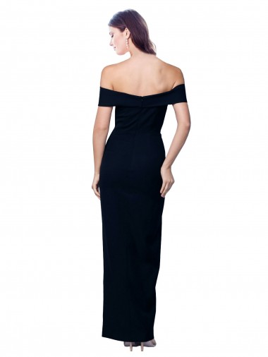 Preto Sereia Fora do Ombro Crepe Esticado Longo Formais Vestidos de Madrinha / Vestidos de Festa