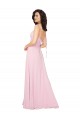 Quase Rosa Linha A Decote V Chiffon Longo Vestidos de Madrinha Acessíveis