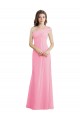 Quase Rosa Linha A Um Ombro Chiffon Longo Vestidos de Madrinha Acessíveis