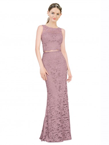 Renda Sereia Decote Ilusão Longo Vestidos de Madrinha / Vestidos de Festa