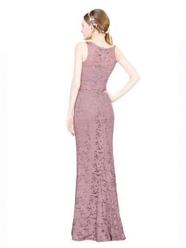 Renda Sereia Decote Ilusão Longo Vestidos de Madrinha / Vestidos de Festa