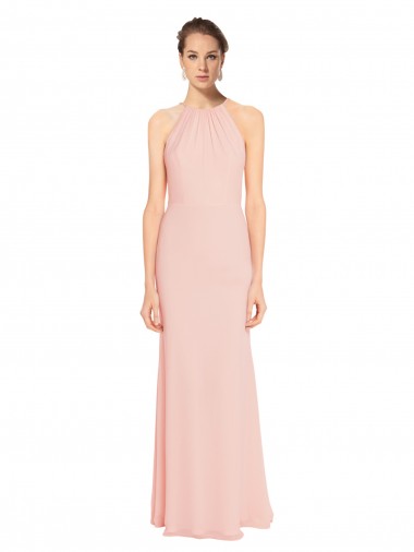 Rosa 114 Linha A Alças finas Chiffon Longo Vestidos de Madrinha