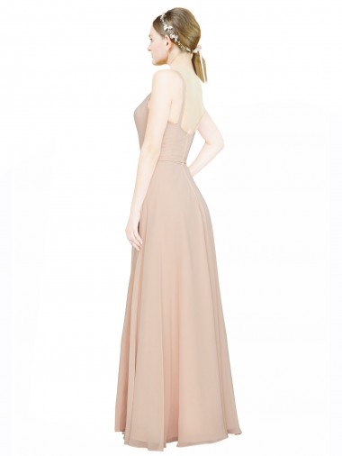 Rosa 114 Linha A Decote V Chiffon Longo Vestidos de Madrinha