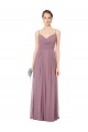 Rosa 147 Linha A Alças finas Chiffon Longo Vestidos de Madrinha Acessíveis