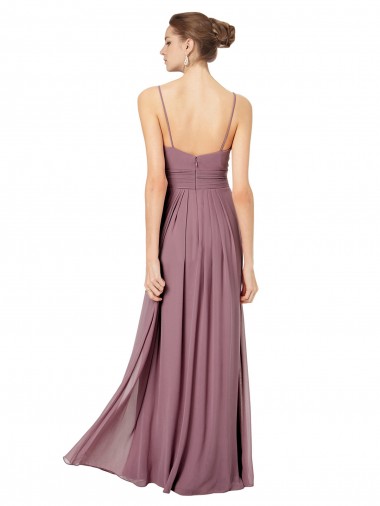 Rosa 147 Linha A Alças finas Chiffon Longo Vestidos de Madrinha