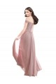 Rosa 147 Linha A Fora do Ombro Chiffon & Renda Longo Vestidos de Madrinha Acessíveis