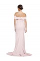 Rosa Bainha Decote Quadrado Comboio Varredela Crepe Esticado Longo Formais Vestidos de Madrinha / Vestidos de Festa Acessíveis