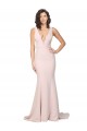 Rosa Bainha Decote V Comboio Varredela Crepe Esticado Longo Formais Vestidos de Madrinha / Vestidos de Festa