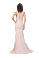 Rosa Bainha Decote V Comboio Varredela Crepe Esticado Longo Formais Vestidos de Madrinha / Vestidos de Festa