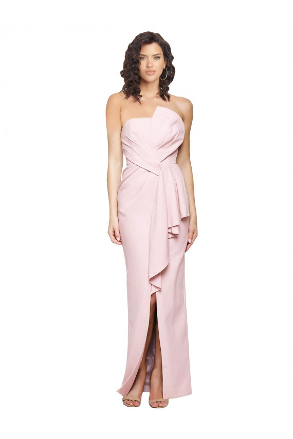 Rosa Bainha Sem alças Crepe Esticado Longo Formais Vestidos de Madrinha / Vestidos de Festa Acessíveis