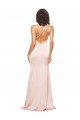 Rosa Cetim Sedoso Bainha Lombar Um Ombro Longo Formais Vestidos de Madrinha / Vestidos de Noite / Vestidos de Festa
