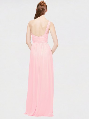 Rosa Chiffon Linha A Amor Longo Vestidos de Madrinha