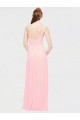 Rosa Chiffon Linha A Amor Longo Vestidos de Madrinha Acessíveis