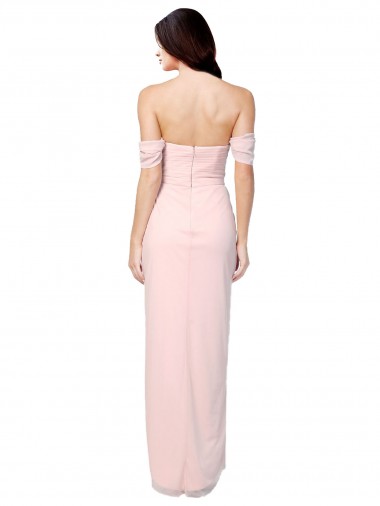 Rosa Chiffon Linha A Sem alças Alto Baixo, Longo Alto Baixo Vestidos de Madrinha