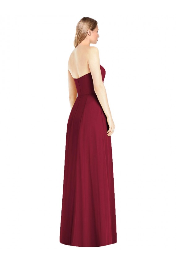 Rosa Choque Trombeta Decote V Chiffon Longo Vestidos de Madrinha Acessíveis