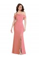 Rosa Choque Trombeta Um Ombro Crepe Esticado Longo Vestidos de Madrinha / Vestidos de Festa Acessíveis