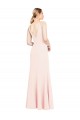 Rosa Crepe Esticado Linha A Costas em V Decote Alto Longo Formais Vestidos de Madrinha / Vestidos de Noite / Vestidos de Festa Acessíveis