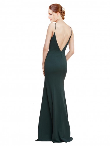 Rosa Crepe Esticado Linha A Costas em V Decote V Longo Formais Vestidos de Madrinha / Vestidos de Noite / Vestidos de Festa